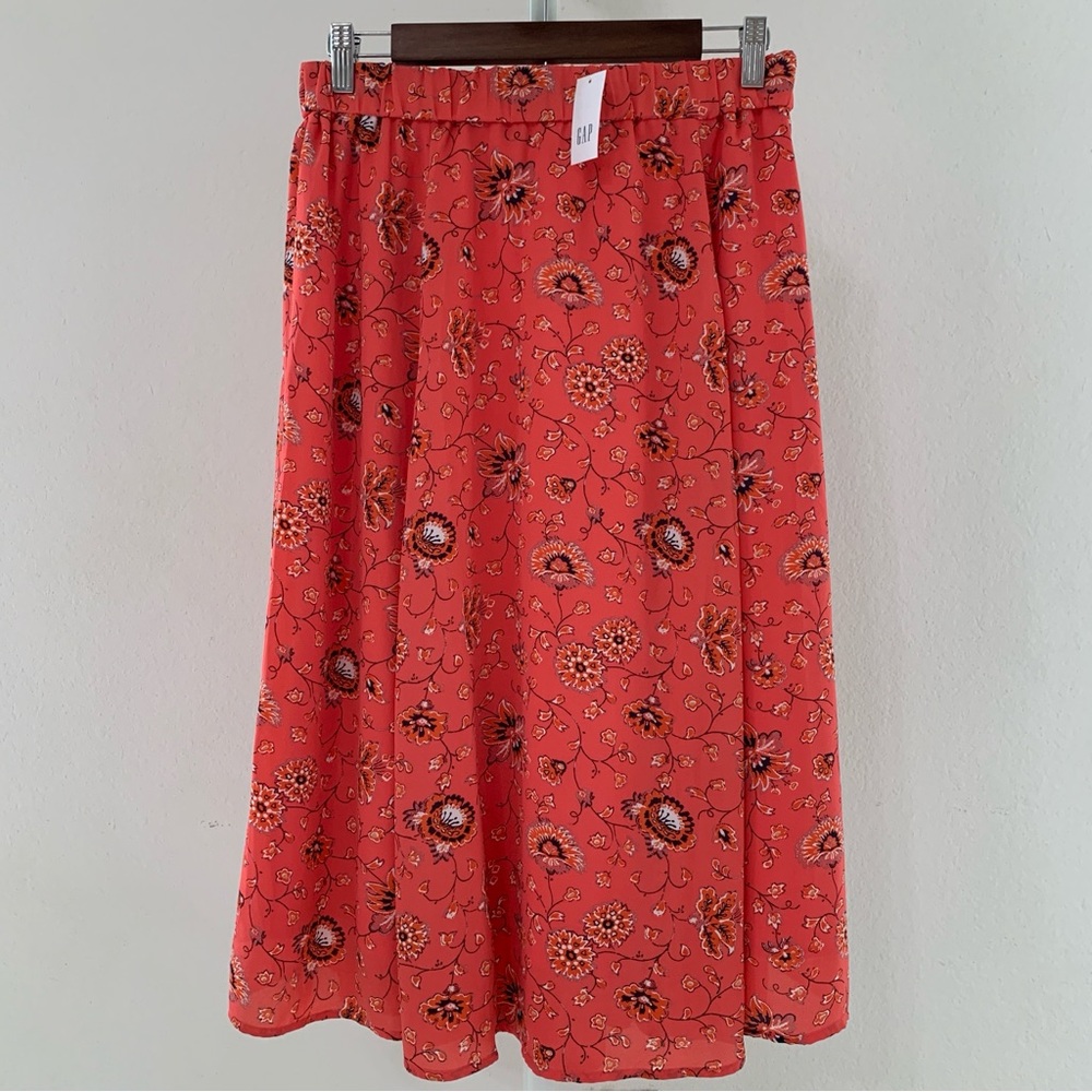 NWT Gap Women's Floral Midi Skirt Orange Size 4